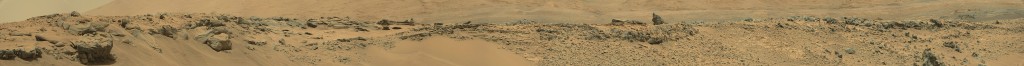 Curiosity Rover Panoramic View of Mars Sol 707 – Click to enlarge