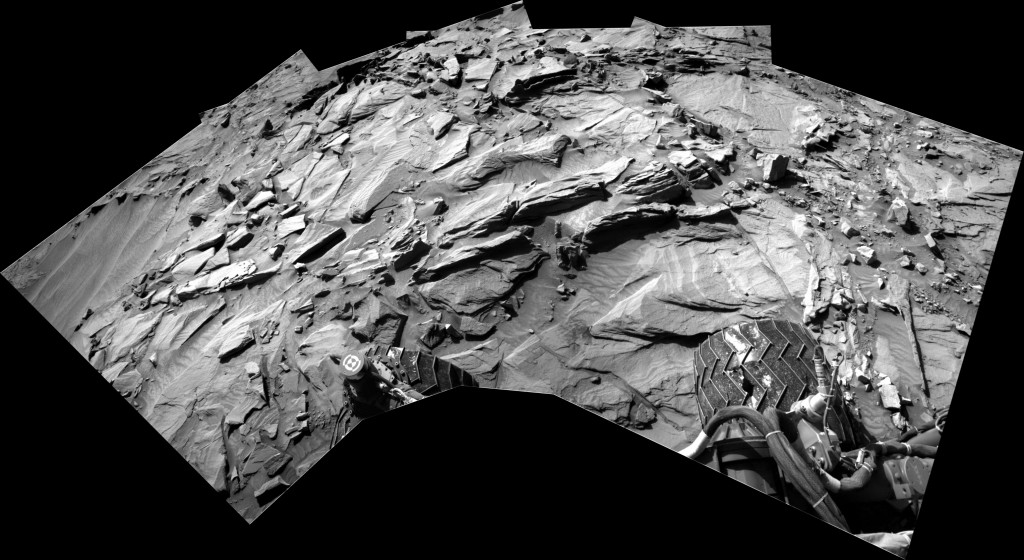Curiosity Rover Panoramic View 2 of Mars Sol 1282 – Click to enlarge